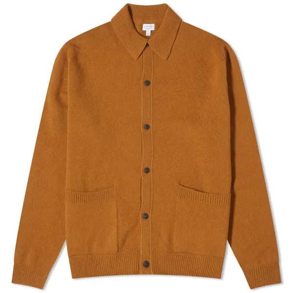 Куртка Sunspel Lambswool Knit, цвет Dark Camel