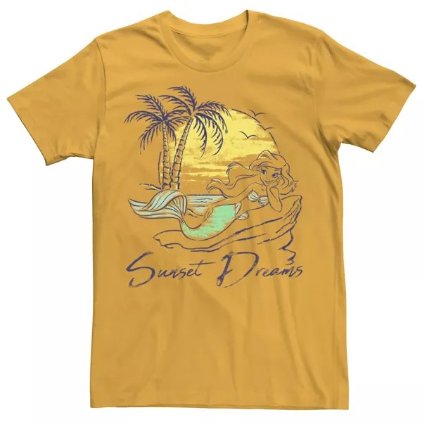 Мужская футболка Princess Ariel Sunset Dreams с эскизом Disney, золотой