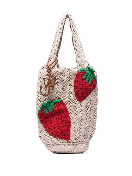 JW Anderson JW STRAWBERRY KNITTED SHOPPER TOTE BAG