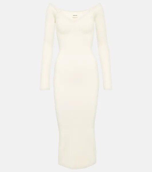 Платье миди Pia с открытыми плечами KHAITE, белый