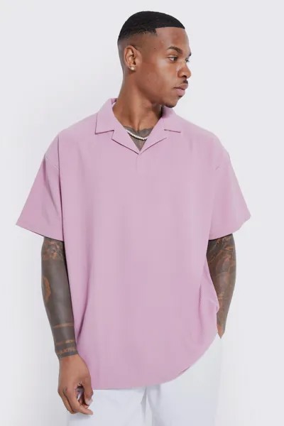 Поло oversize ottoman rib revere Boohoo, сиреневый