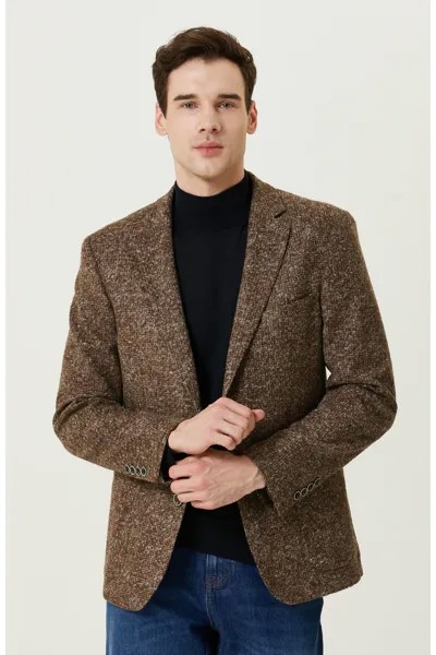 Коричневая куртка с моно воротником и рисунком Network, коричневый