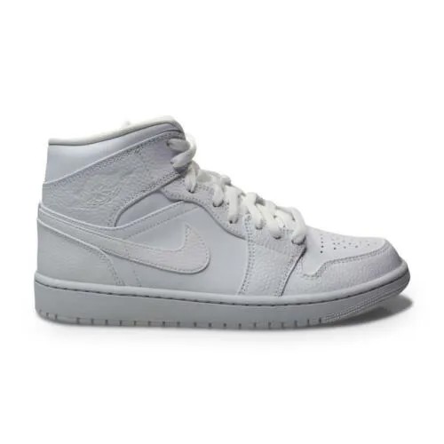Мужские кроссовки Nike Air Jordan 1 Mid Triple White - 554724 130 - тройной белый