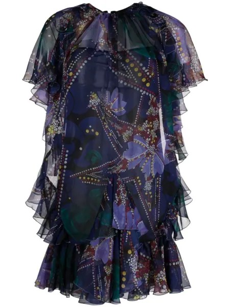 Платье мини с оборками Dsquared2, синий
