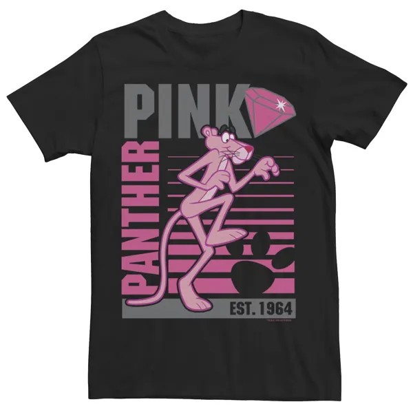 Мужская футболка с портретом на подкладке из розовой пантеры Licensed Character, черный