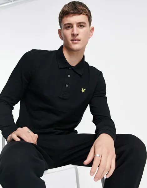 Черная рубашка-поло с длинными рукавами Lyle & Scott