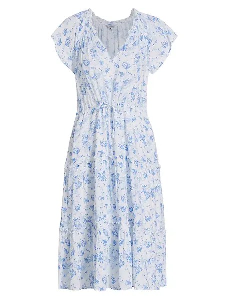Платье миди из смесового льна Juni с цветочным принтом Rails, цвет blue blossoms