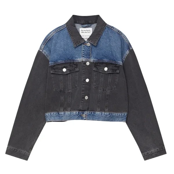 Джинсовая куртка Pull&Bear Contrast Denim, черный/синий