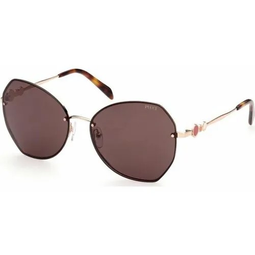 Солнцезащитные очки Emilio Pucci, кошачий глаз, оправа: металл, с защитой от УФ, для женщин, коричневый