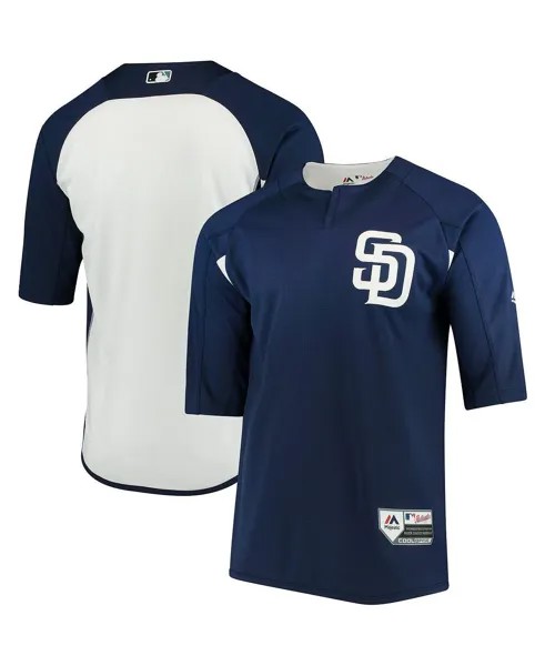 Мужская темно-синяя и белая тренировочная майка san diego padres authentic collection on-field с 3 и 4 рукавами Majestic, мульти