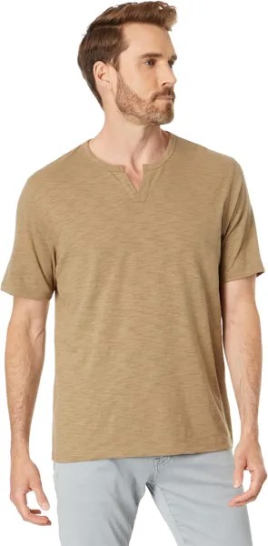Футболка Vince Slub Split-Neck Short Sleeve, цвет Olive Moss