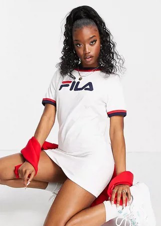 Белое платье-футболка с большим логотипом на груди Fila – эксклюзивно для ASOS-Белый
