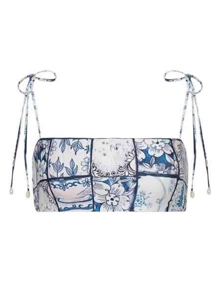 Agua By Agua Bendita топ бикини Primavera Porcelana с принтом, синий