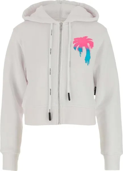 Худи Palm Angels Fitted Zip Up Hoodie 'White/Multicolor', белый