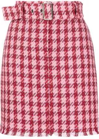 Pinko клетчатая юбка мини с поясом
