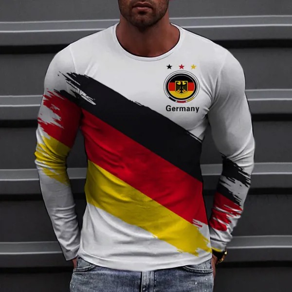 Мужская повседневная футболка с длинным рукавом для немецкого футбольного болельщика