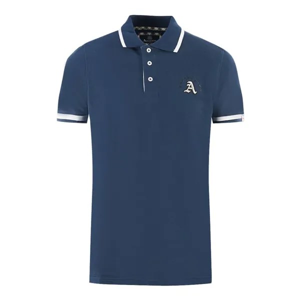 Рубашка-Поло из тисненого кружева Aquascutum, синий
