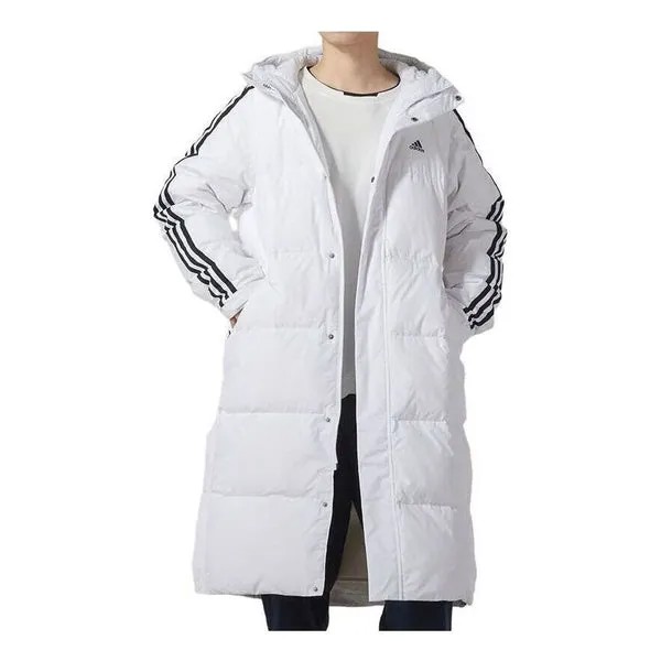 Куртка 3 полоски длинные пуховики Adidas, белый