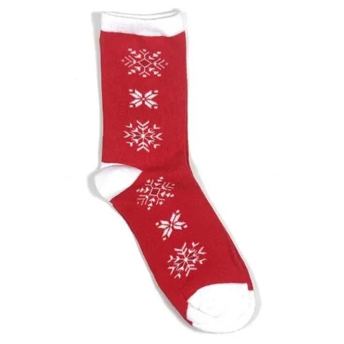 Носки мужские / носки женские / носки унисекс на Новый год красные со снежинками (р.38-44)