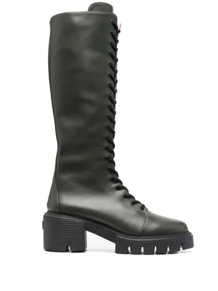 Stuart Weitzman массивные сапоги на шнуровке, зеленый