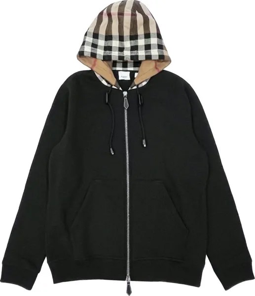 Худи Burberry Check Hood Blend Zip 'Black', черный