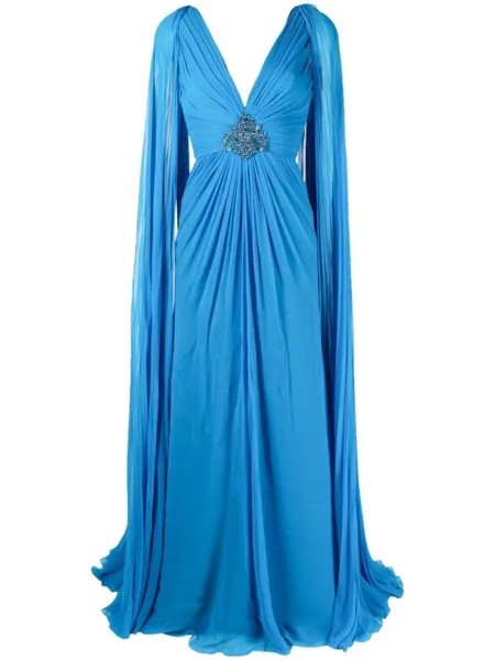 Jenny Packham платье Sylvia с рукавами кап, синий