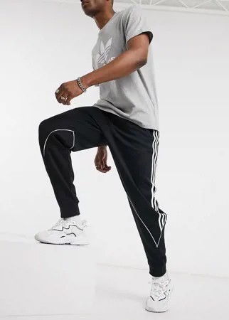Черные джоггеры из джерси тремя полосками adidas Originals adicolor-Черный
