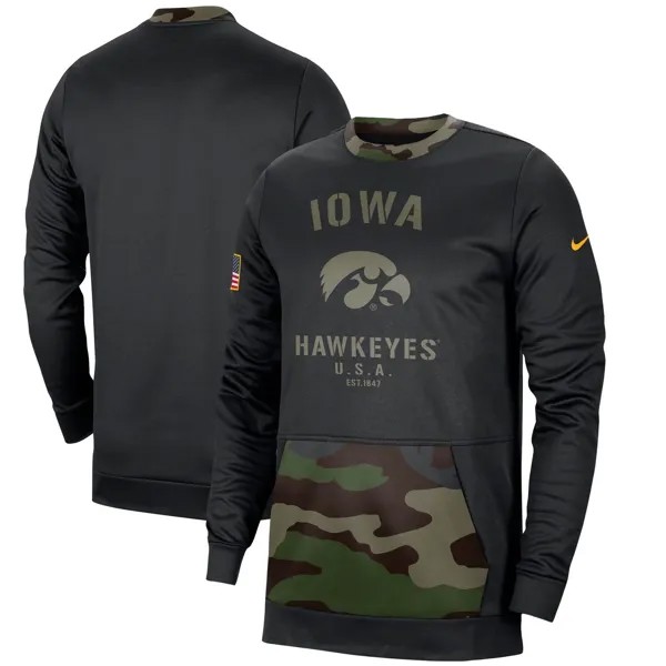 Мужской пуловер в стиле милитари Nike Iowa Hawkeyes черного/камуфляжного цвета с камуфляжным принтом