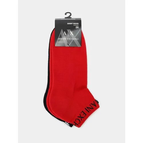 Мужские носки Armani Exchange, 2 пары, классические, размер L/XL, черный, красный