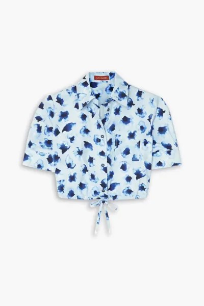 Укороченная рубашка Ben из хлопкового поплина с цветочным принтом Altuzarra, синий