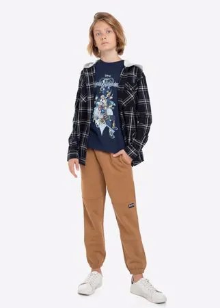 Коричневые спортивные брюки с нашивкой для мальчика Gloria Jeans