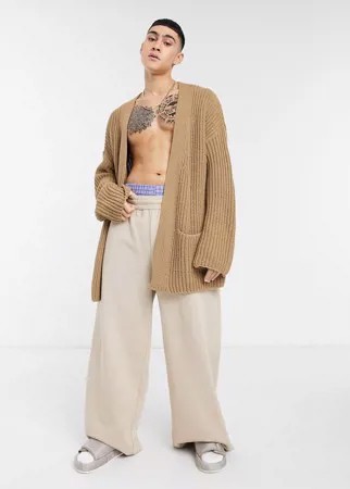 Светло-коричневый кардиган в рубчик без застежки ASOS DESIGN-Коричневый цвет