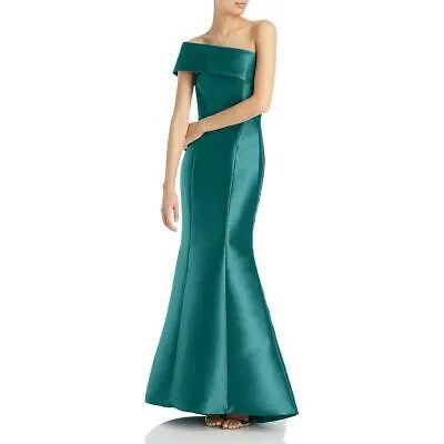 Женское зеленое атласное вечернее платье макси на одно плечо Amsale 0 BHFO 5353