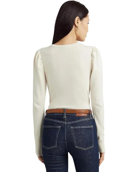 Свитер LAUREN Ralph Lauren Cotton-Blend Puff-Sleeve Sweater, цвет Mascarpone Cream