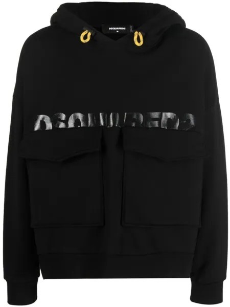 Dsquared2 худи с карманами карго и логотипом, черный