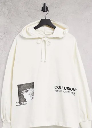 Худи светло-бежевого цвета с фотопринтом COLLUSION-Черный цвет