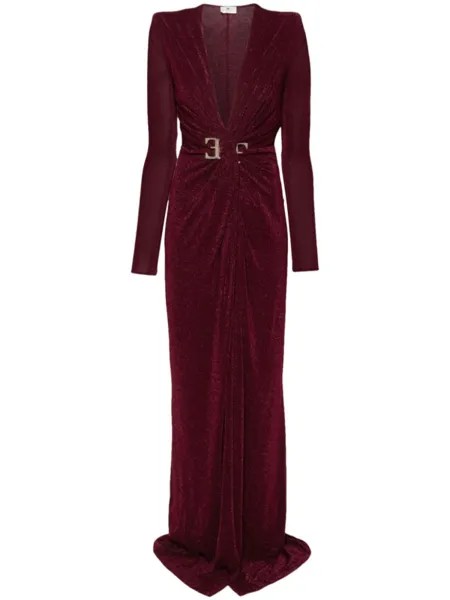 Elisabetta Franchi платье с V-образным вырезом и люрексом, красный