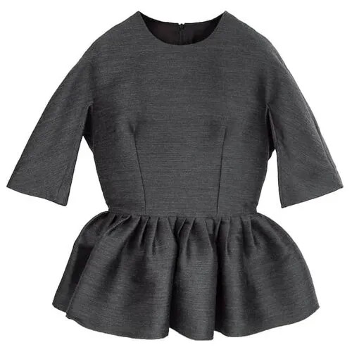Блуза  Ter et Bantine, свободный силуэт, короткий рукав, баска, трикотажная, размер 44, серый