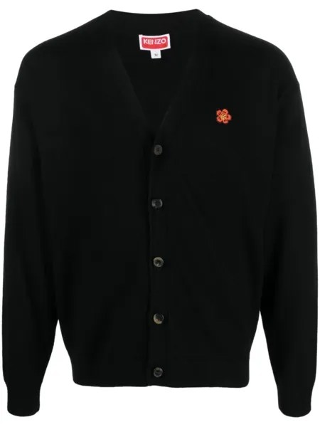 Kenzo шерстяной кардиган с нашивкой, черный