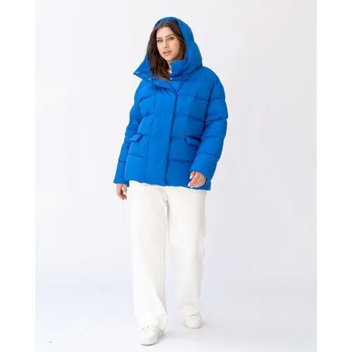 Куртка  Modress зимняя, средней длины, силуэт прямой, карманы, капюшон, размер 48, синий