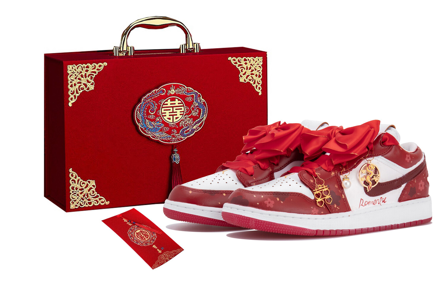 Кроссовки Air Jordan 1 Vintage Basketball Shoes Women's Low-top White/red, белый/красный