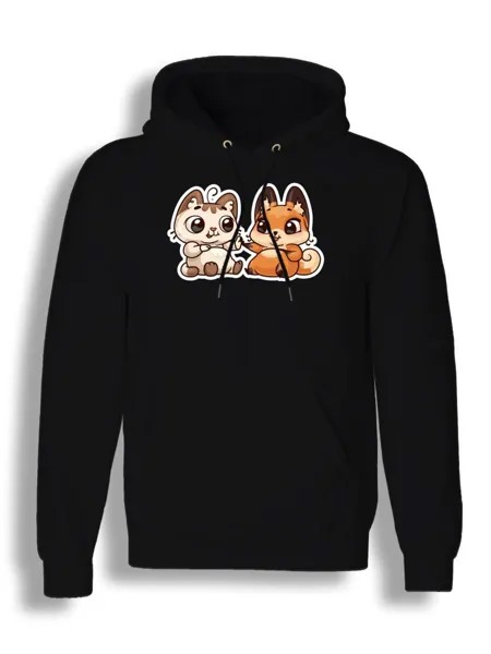 Худи унисекс СувенирShop Стикеры ВК/Кот/Лиса 3 черное S