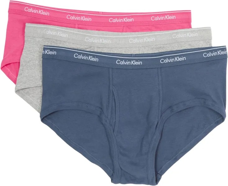 Классические трусы из хлопка (3 шт.) Calvin Klein Underwear, цвет Cerise Lipstick/Grey Heather/Blue Edge