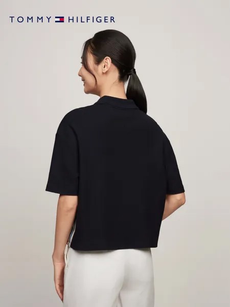 Рубашка-поло Tommy Hilfiger из плотного хлопка, темно-синий