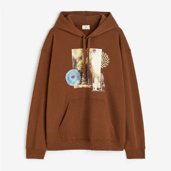 Толстовка H&M Relaxed Fit Printed Trees, коричневый