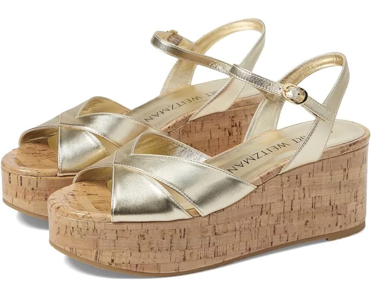 Туфли Stuart Weitzman Carmen Midi Wedge, цвет Light Gold