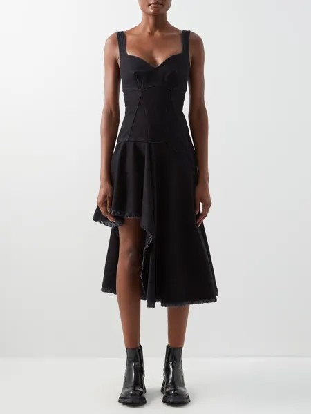 Асимметричное джинсовое платье миди Alexander McQueen, черный