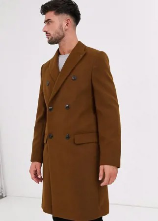 Двубортное пальто рыжего цвета Burton Menswear-Светло-коричневый