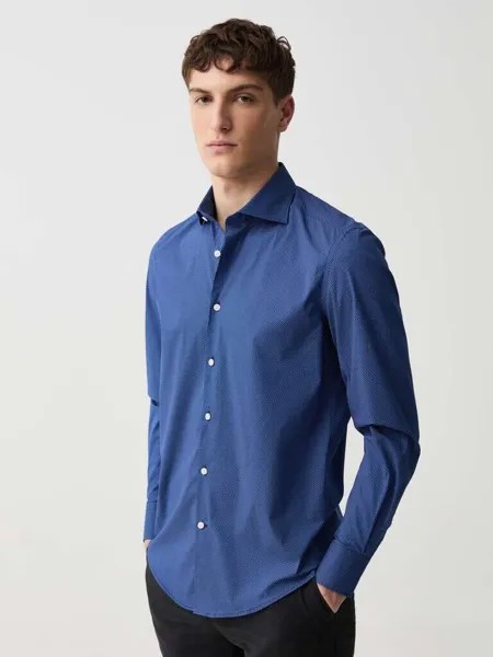 Рубашка Slim-Fit с микрорисунком Ovs, цвет dark blue