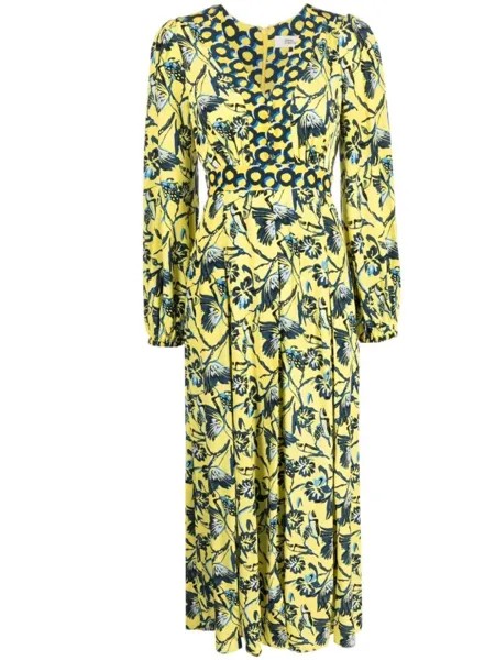 Diane Von Furstenberg floral-print long-sleeve dress, желтый